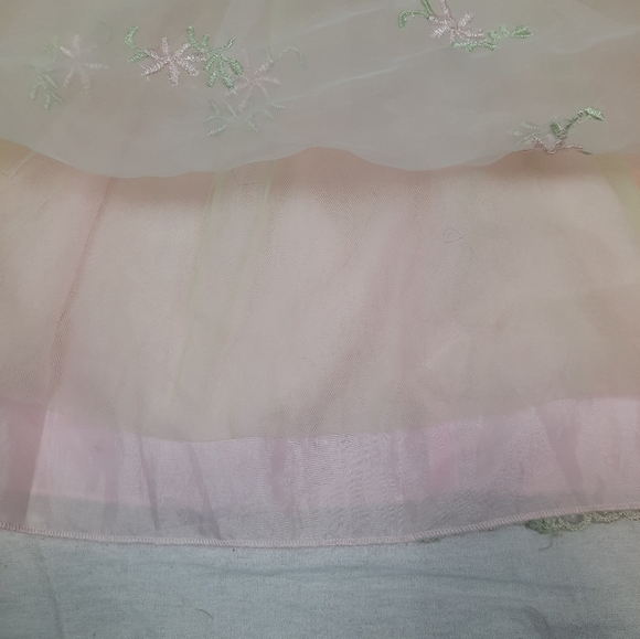 Blueberi Boulevard Pastel Satin Chiffon Floral Embroidered Layered Dress‎ Sz 6 - Picture 4 of 9